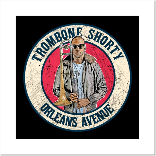 Retro Style Fan Art Design Trombone Shorty // Vintage Orlens Avenue Wall Art by rido public